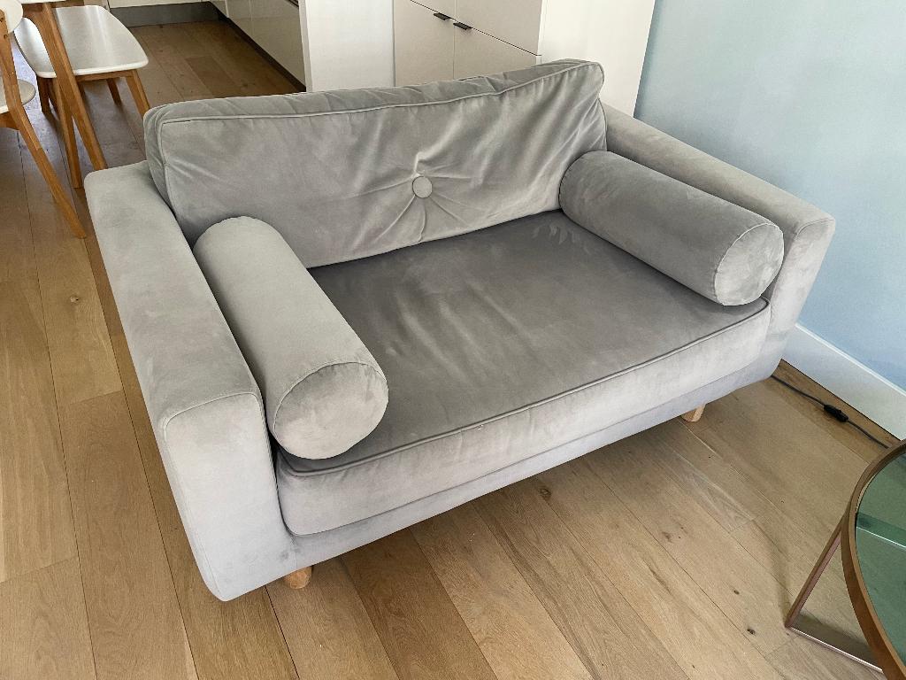 FEST Amsterdam Avenue loveseat bank – grijs / velvet stof, Ophalen, Gebruikt, Tweepersoons, 75 tot 100 cm
