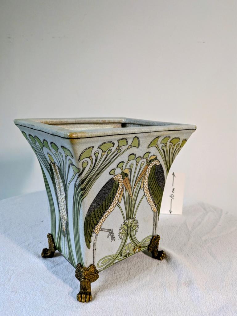 Art Deco jardinier met Reigers en Bloemen - Retrostijl, Ophalen of Verzenden