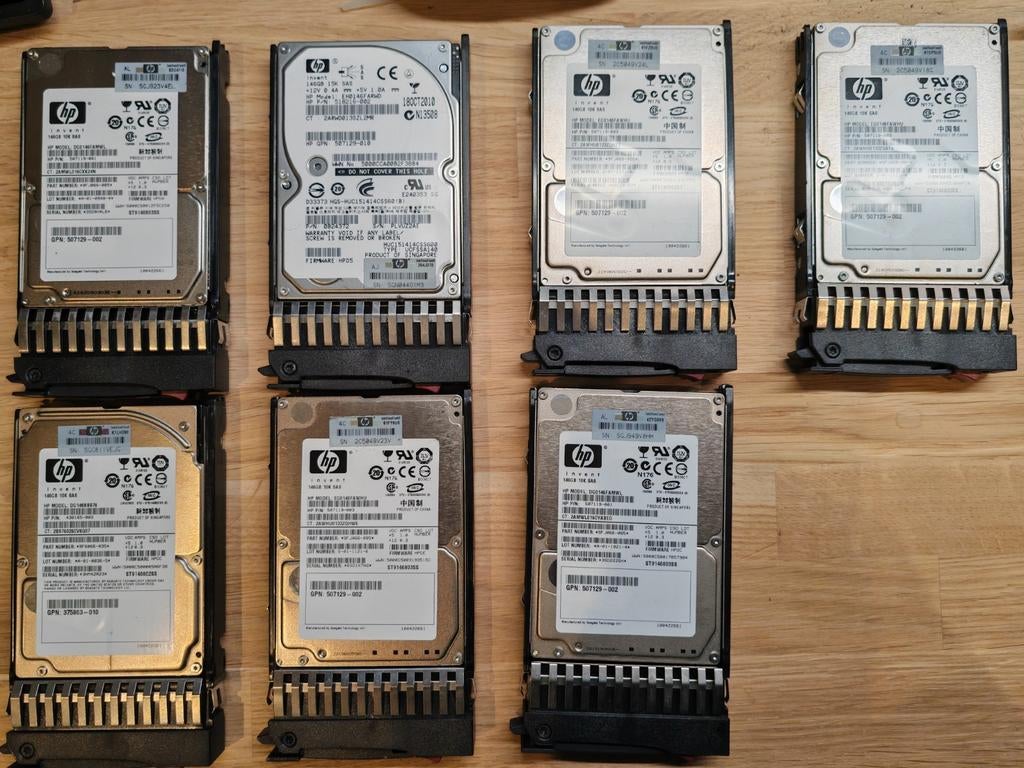 7x HP 146GB 6G DP 10K SAS Harde Schijven, Computers en Software, Harde schijven, Intern, Gebruikt, SAS, Server