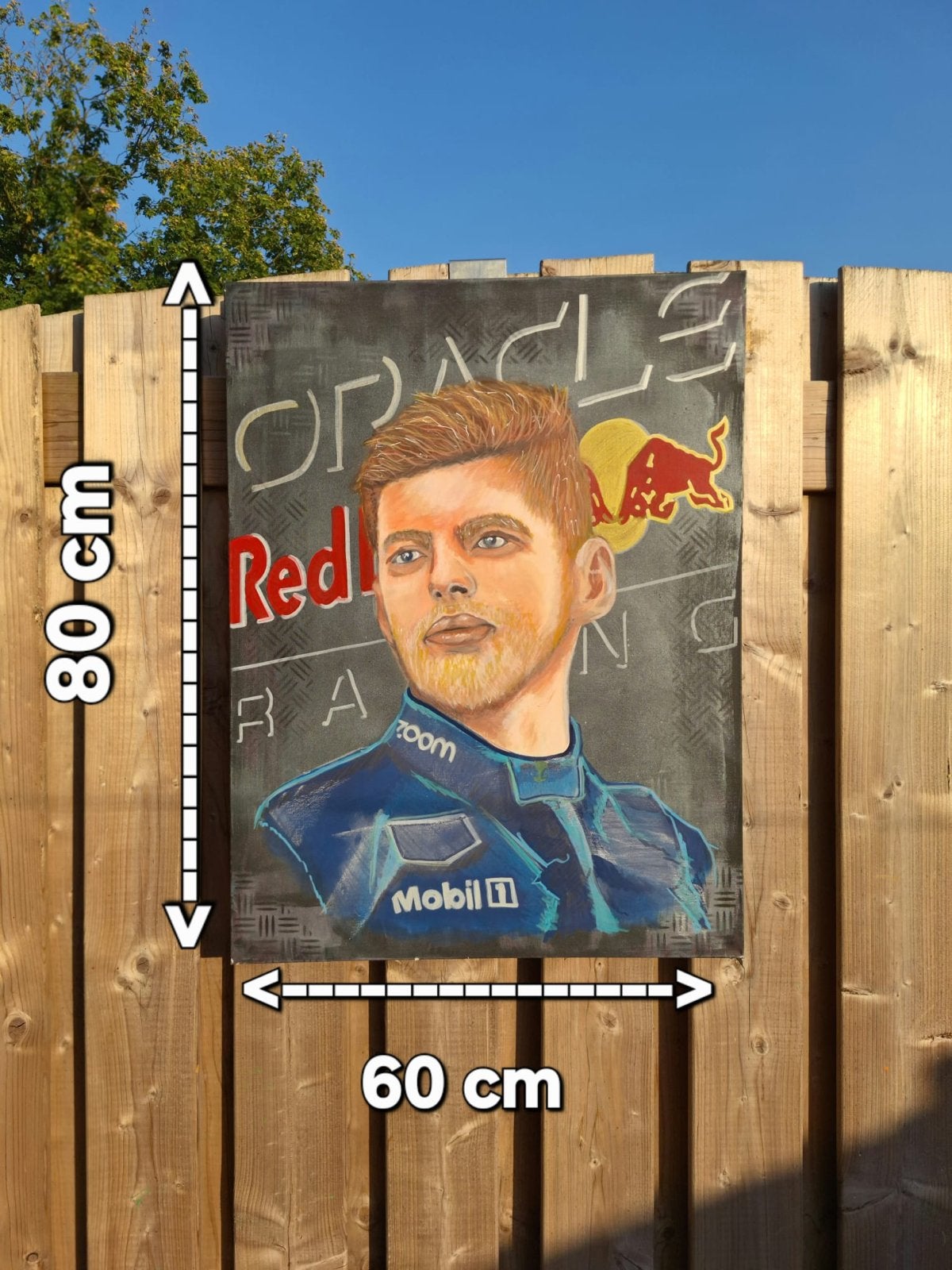 Max Verstappen Red Bull F1 Handgeschilderd Schilderij, Voertuigen, Hout, Handgeschilderd, Ophalen of Verzenden