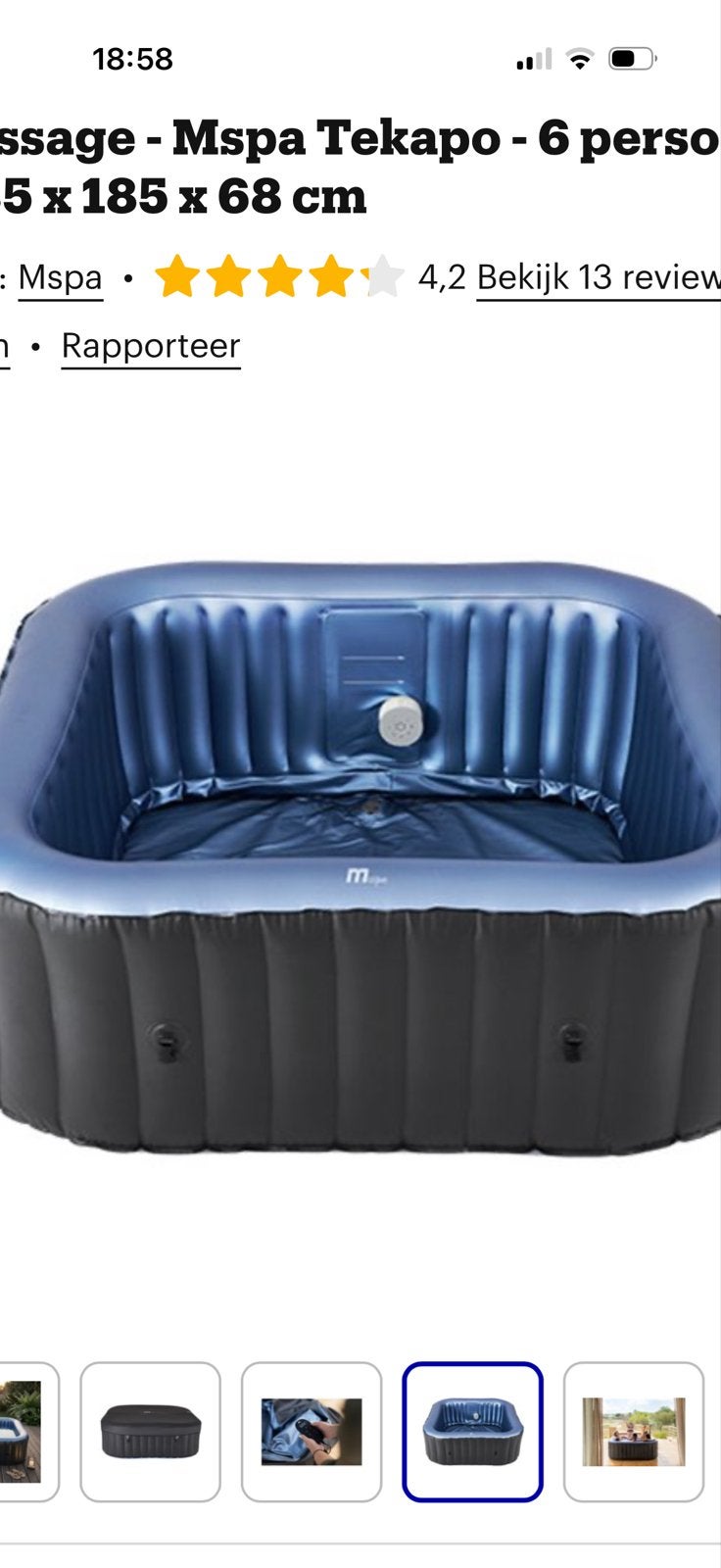 Mspa Tekapo Opblaasbare Jacuzzi - 6 personen, Tuin en Terras, Bubbelbaden en Hottubs, Ophalen, Gebruikt, Afdekzeil, Opblaasbaar
