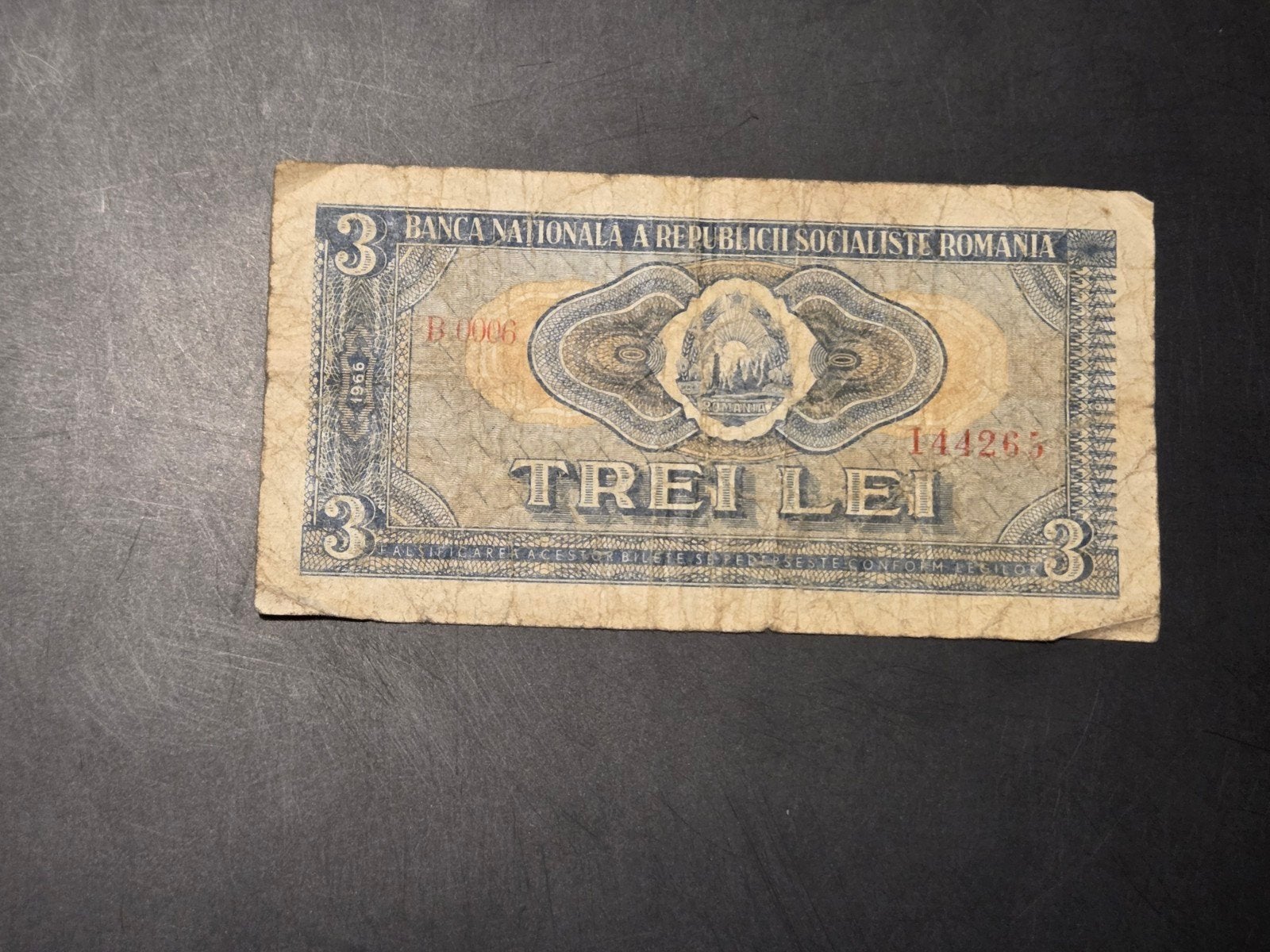 Romania 3 lei 1966 F+, Ophalen of Verzenden, Overige landen