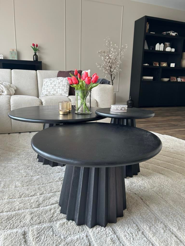 Salontafel Goossens Felicia - Zwart, Overige materialen, Rond, Zo goed als nieuw, Minder dan 50 cm