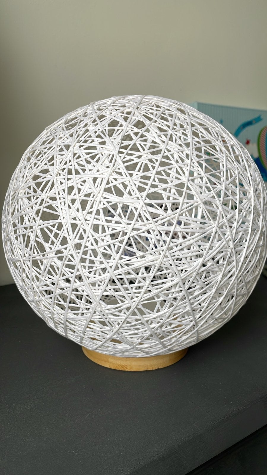 Witte bol tafellamp met voet voor binnen/buiten op batterij, Ophalen, Gebruikt, Wit, Sfeerlamp