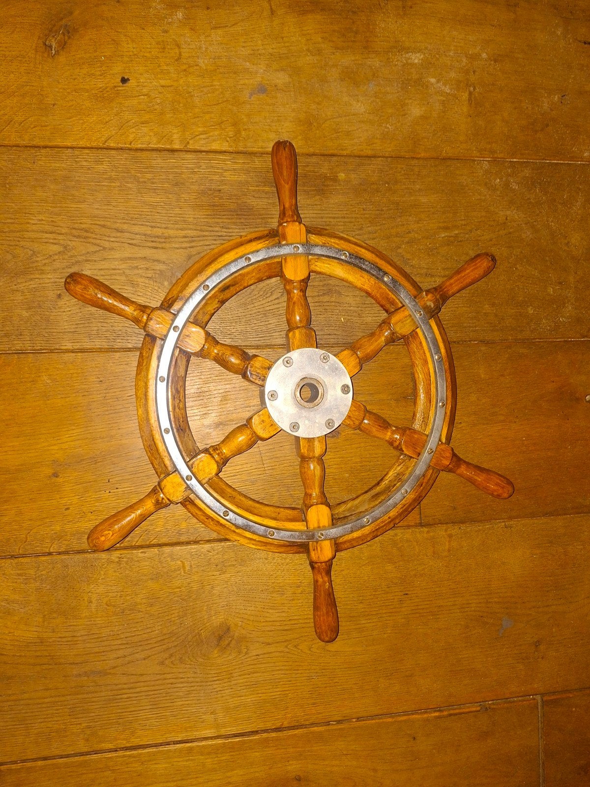 Decoratief scheepsroer van hout en metaal, Ophalen of Verzenden