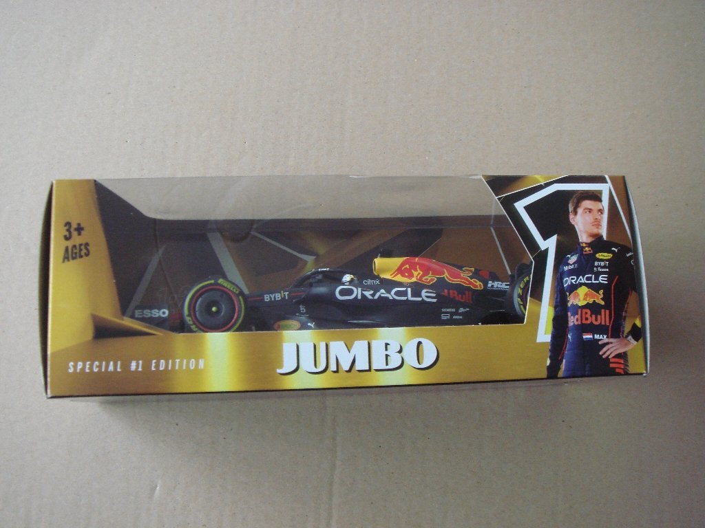 Max Verstappen raceauto RB18 Jumbo 2022 + promo flyers, Ophalen of Verzenden, Nieuw, Auto, Bburago