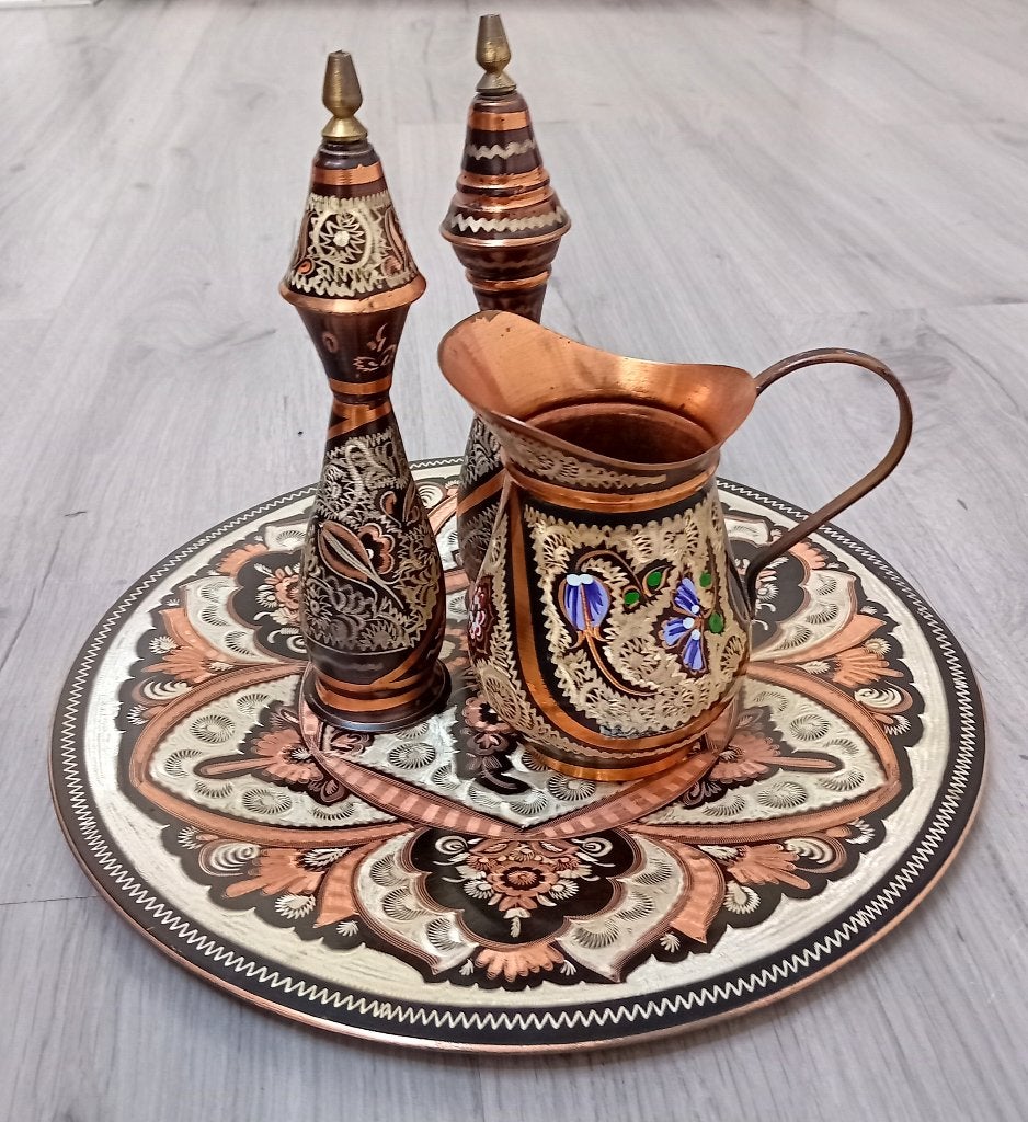 erzincan mine work koperen set van 4, Antiek en Kunst, Verzenden