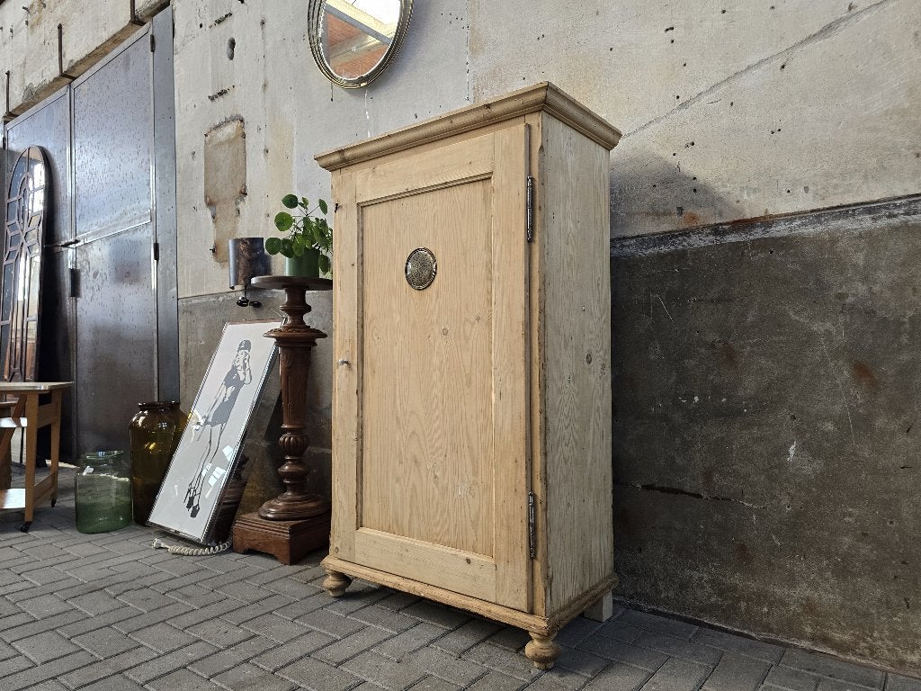 Vintage Houten Spekkast | Grenen Houten Voorraad Kast Blank