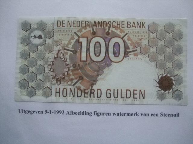 Steen uil  fl. 100,00  nr 124-1a  met grote C, Verzenden, 100 gulden, Los biljet