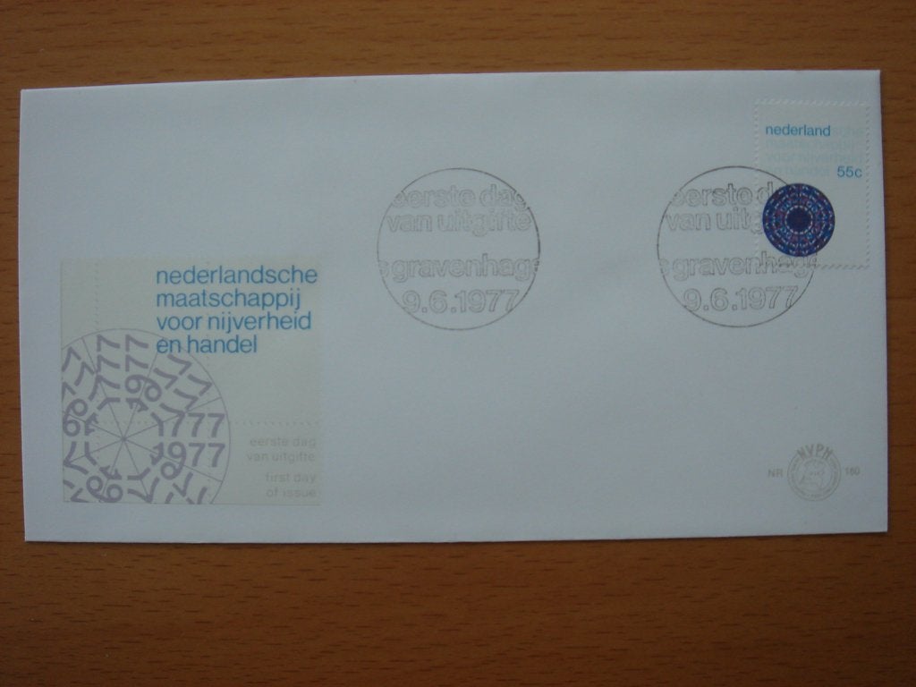 NVPH E160  1e Dag-enveloppe Nijverheid en Handel 1977, Postzegels en Munten, Ophalen of Verzenden, Onbeschreven, Nederland