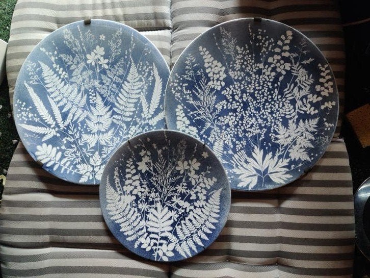3 Vintage Maastricht Holland borden met varenprint, Ophalen of Verzenden