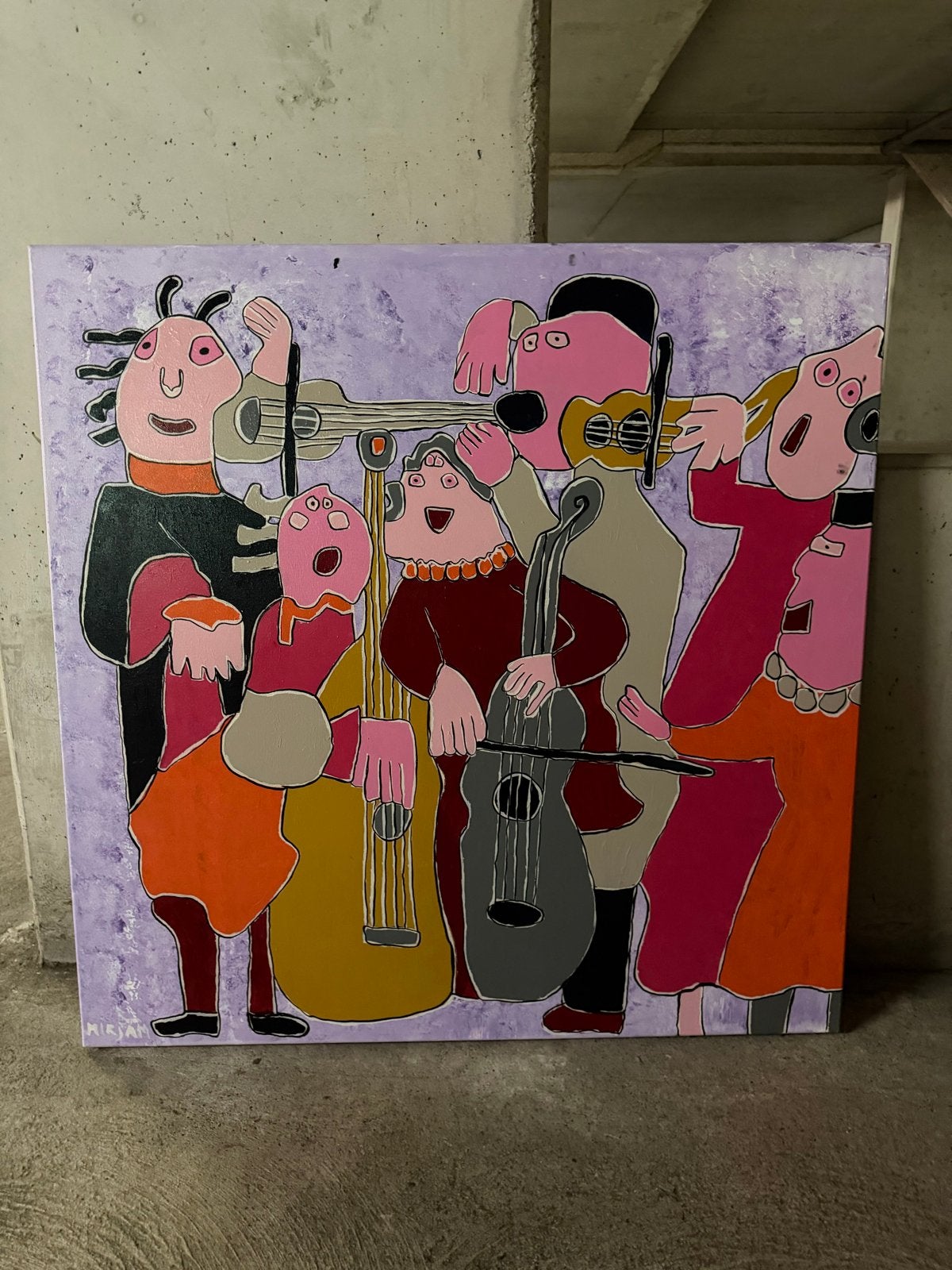 Abstracte schilderijen: Muzikanten en Mondriaan-stijl, Ophalen, Acrylverf, Handgeschilderd, Muziek