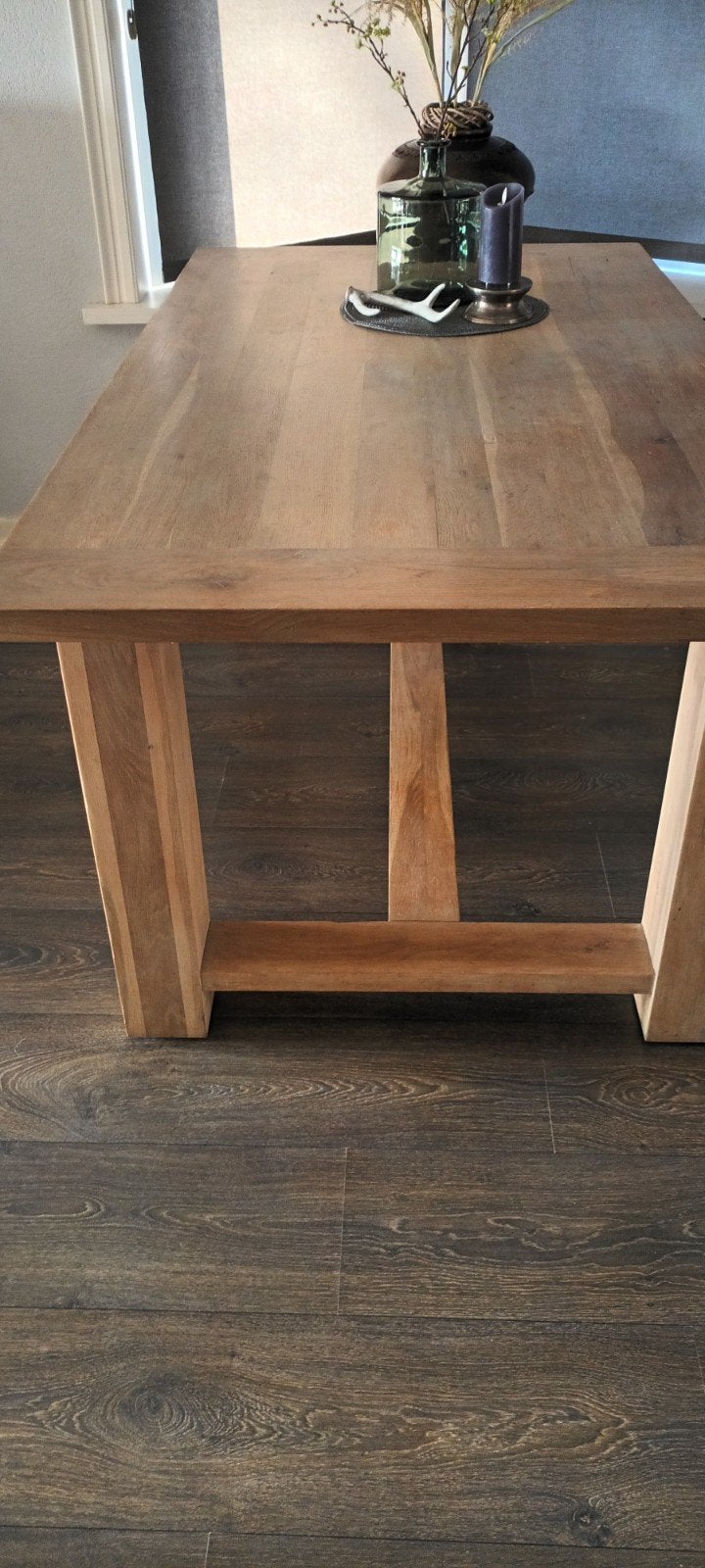 Eiken eettafel, Ophalen, Strak, Eikenhout, 150 tot 200 cm