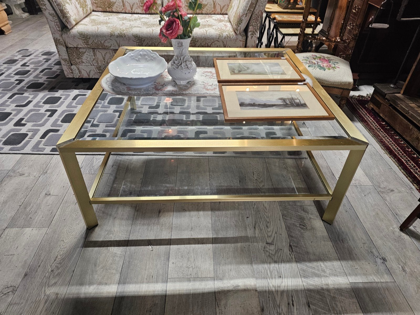Pierre Vandel Paris salontafel - 103x103x42 cm, Gebruikt, Modern, Klassiek, Design, Ophalen of Verzenden, Glas