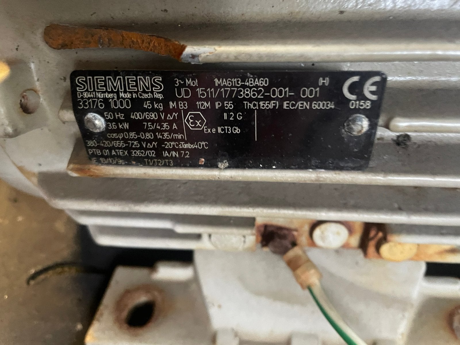 Siemens 3-fase elektromotor 3.5 kW, 1435 rpm, Doe-het-zelf en Verbouw, Motoren, Ophalen, Gebruikt, Elektromotor, 1400 tot 1800 rpm