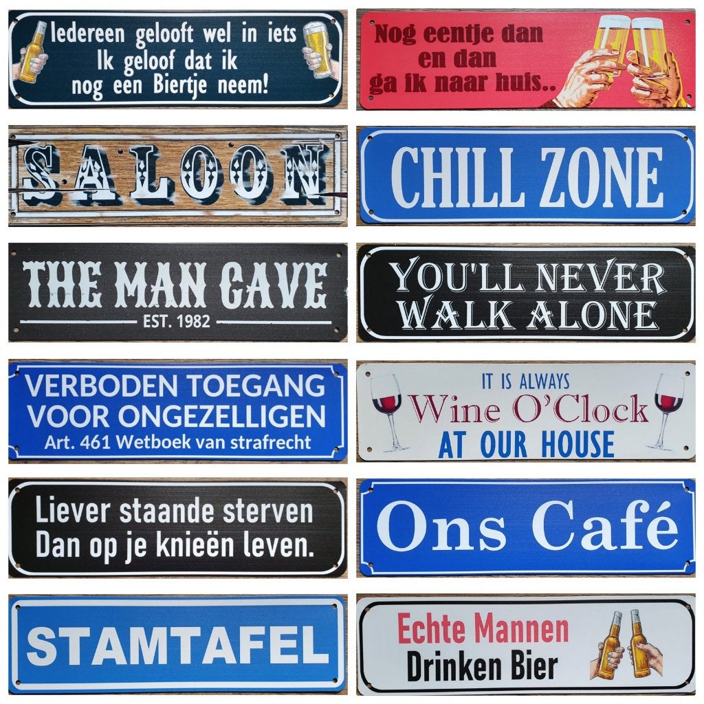 Biergarten blauw reclamebord van metaal wandbord decoratie, Info@deconoord.nl, Deco Noord, Nieuw, Ophalen of Verzenden