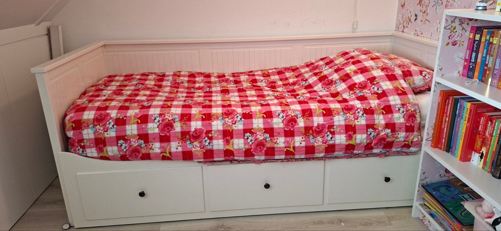 IKEA HEMNES Bedbank bed met 3 lades, incl 1 matras 80cm, Gebruikt, 70 tot 85 cm, 180 cm of meer, Ophalen