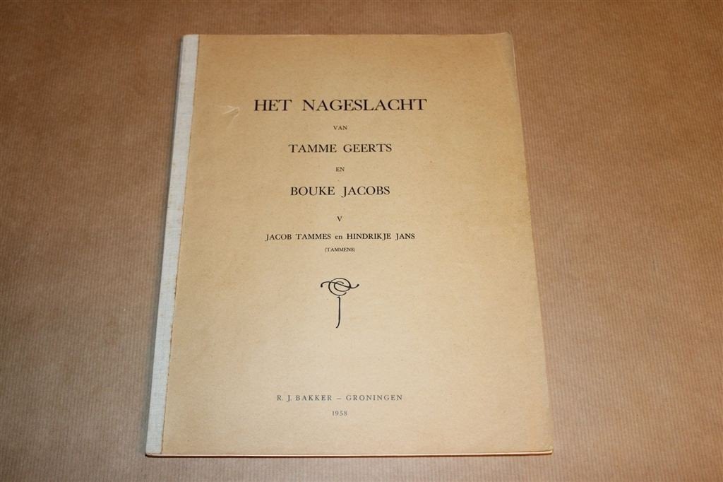 Genealogie Familie Tammens [Deel 5] — Zeldzame Uitgave 1958, Ophalen of Verzenden, Gelezen