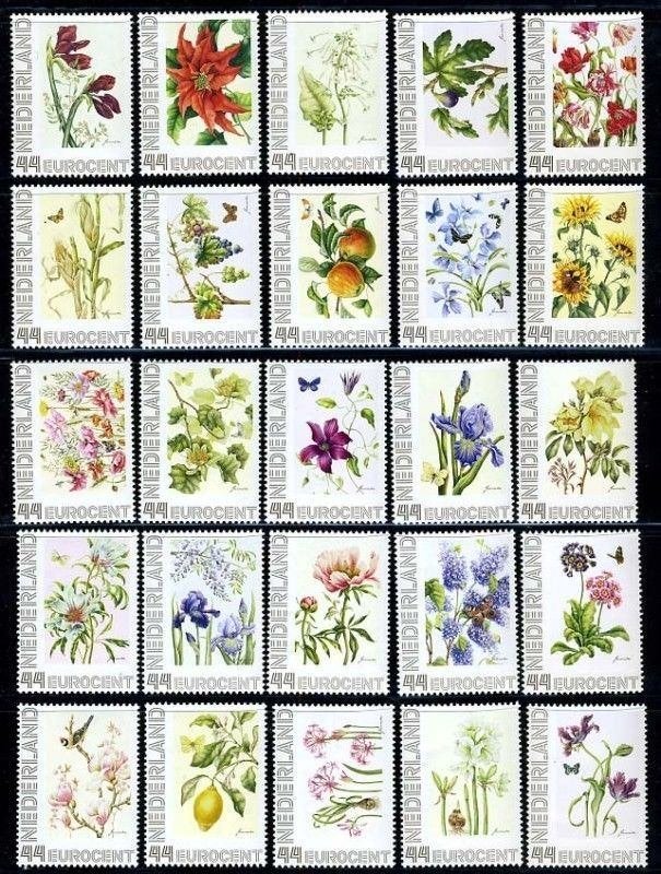 Nederland Complete Serie: Bloemen op postzegels (25 stuks), Ophalen of Verzenden, Na 1940, Postfris