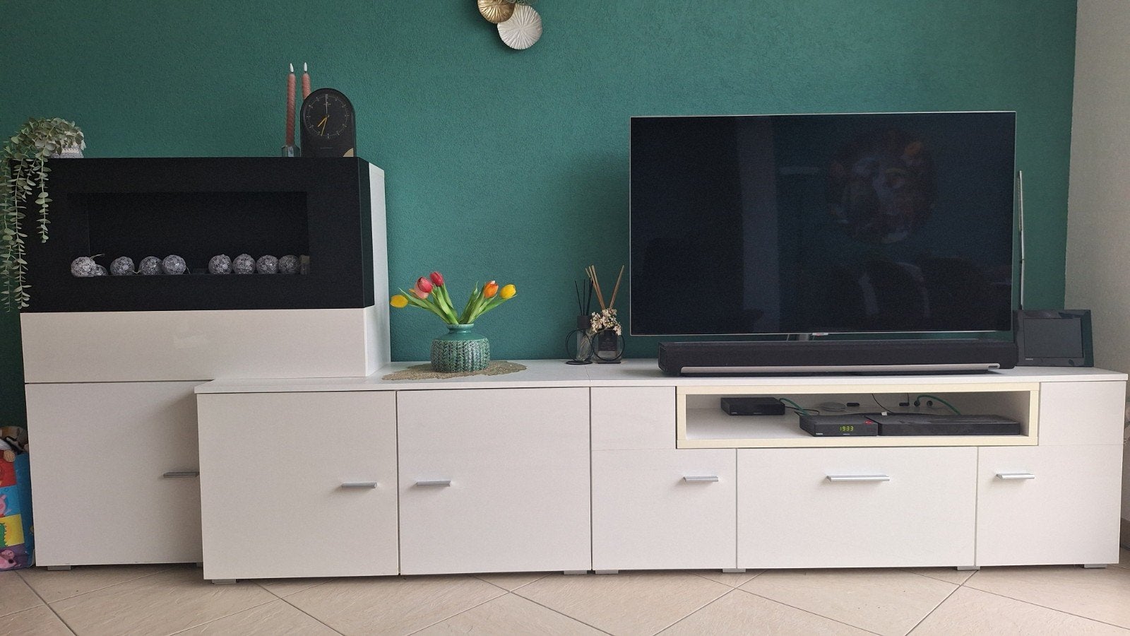 Tv meubel met bio-gel haard, Ophalen, Gebruikt, 150 tot 200 cm, Minder dan 100 cm