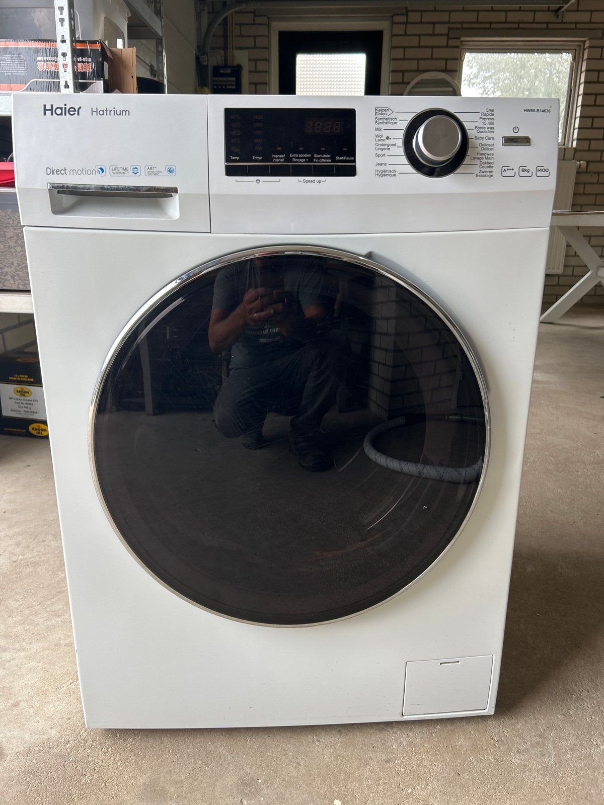 Haier Hatrium HW80-B14636 Wasmachine A+++ 8kg 1400 toeren, Ophalen, Gebruikt, 85 tot 90 cm, 1200 tot 1600 toeren