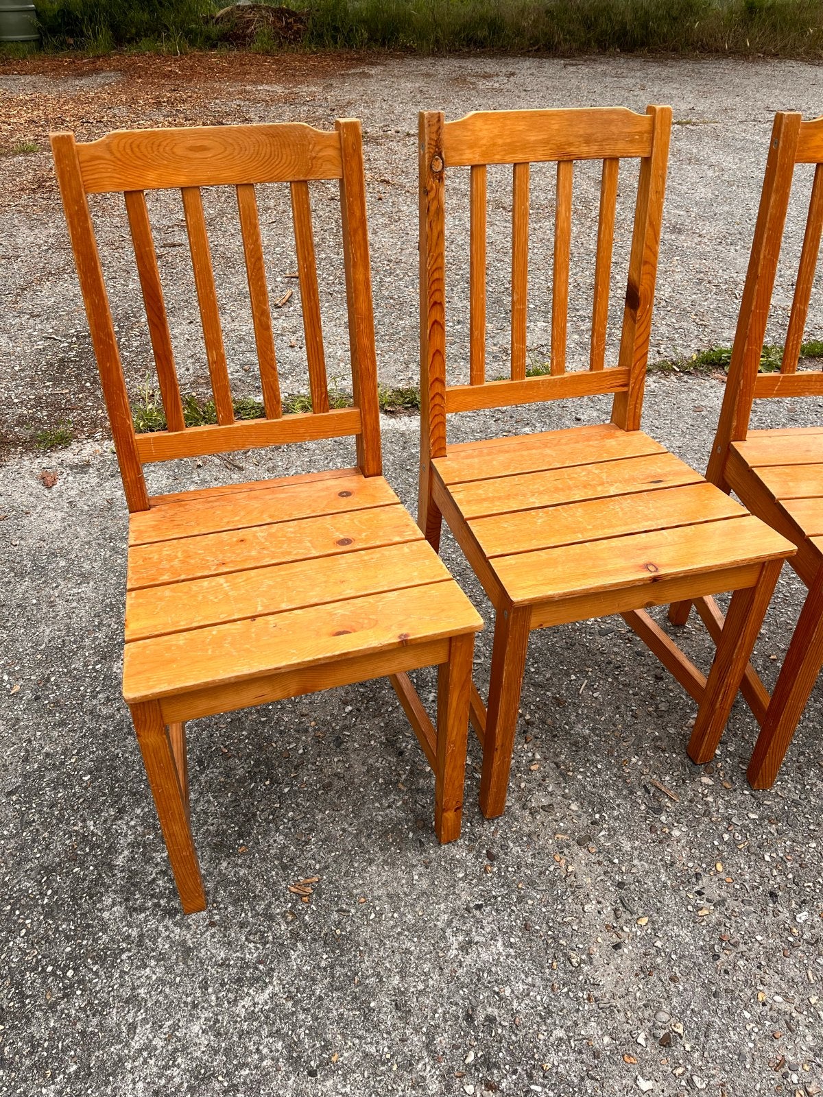 Set van 6 leuke houten keukenstoelen, Huis en Inrichting, Stoelen, Ophalen, Gebruikt, Bruin, Vijf, Zes of meer stoelen