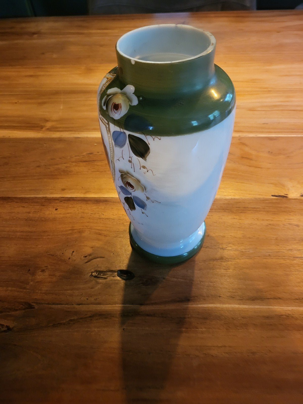 Antieke handgeschilderde vaas met kasteel en bloemen, Ophalen