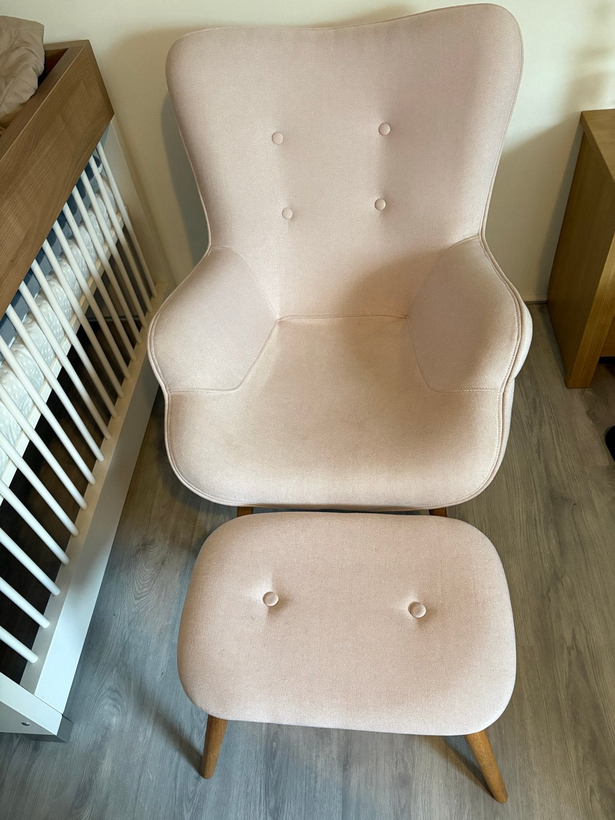 Fauteuil met voetenbankje, Huis en Inrichting, Ophalen, Minder dan 50 cm, Gebruikt, Minder dan 75 cm
