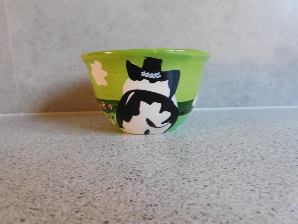 Kom 10,5 cm. Koe Groen Handpainted Ben & Jerry's, Overige merken, Keramiek, Ophalen of Verzenden, Zo goed als nieuw
