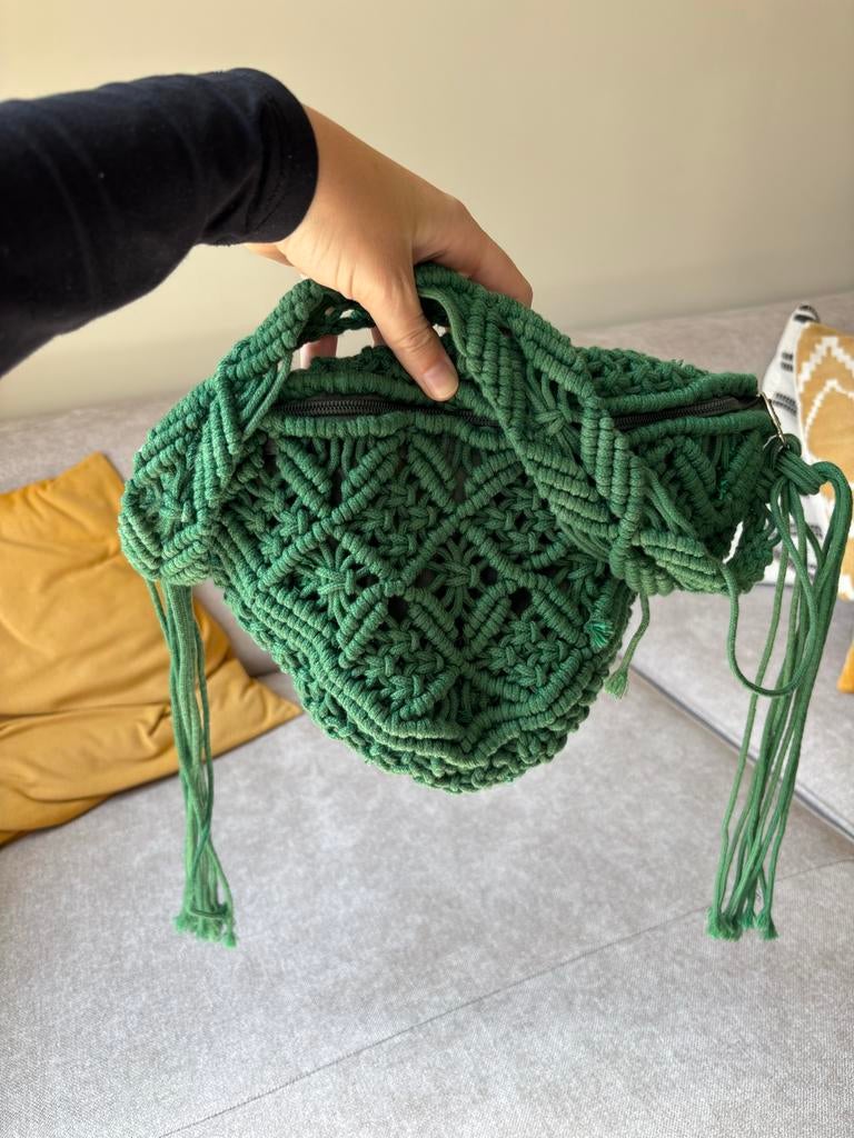 Nieuwe Groene Macramé Schoudertas, Ophalen of Verzenden, Nieuw, Groen, Schoudertasje