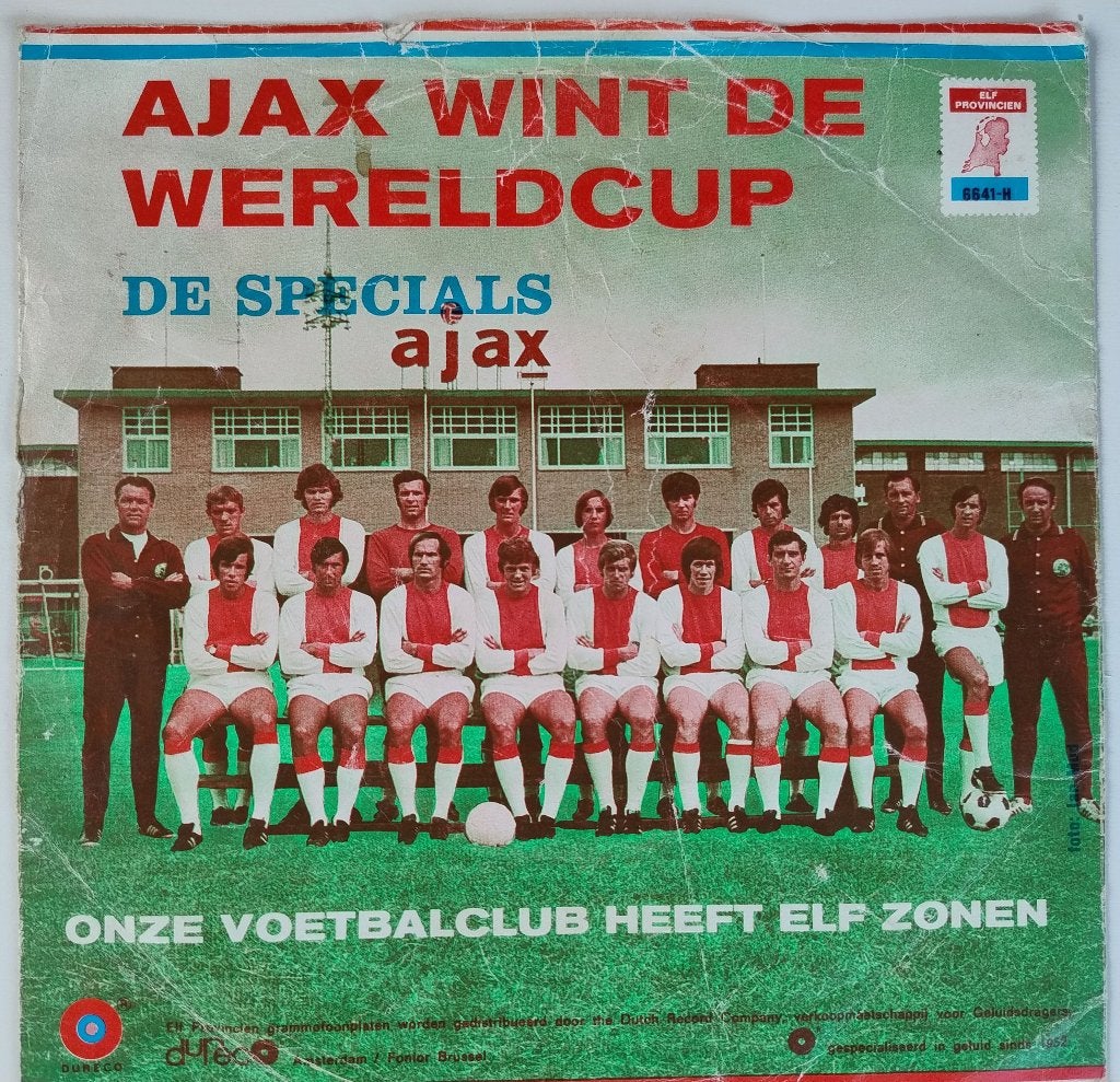 oude single AJAX WINT DE WERELDCUP met Cruyff, Gebruikt, 10 inch, Nederlandstalig, Fotohoes