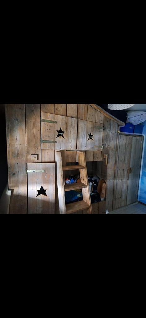 Steigerhouten stapelbed, Kinderen en Baby's, Kinderkamer | Stapelbedden en Hoogslapers, Ophalen, Zo goed als nieuw, Stapelbed