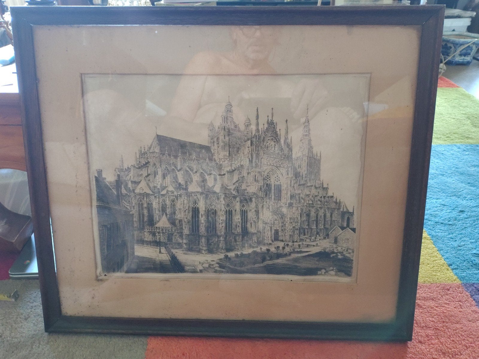 Antieke ets Sint-Jan Den Bosch - Hendrik de Laat (ca. 1940), Antiek en Kunst, Gesigneerd, Ets, Stadsgezicht, Ophalen of Verzenden