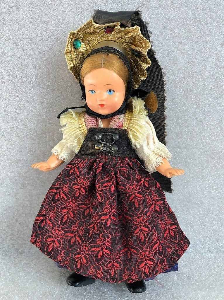Oud Duits Pop Popje Moll's 14 cm 1950, Ophalen of Verzenden, Gebruikt, Pop