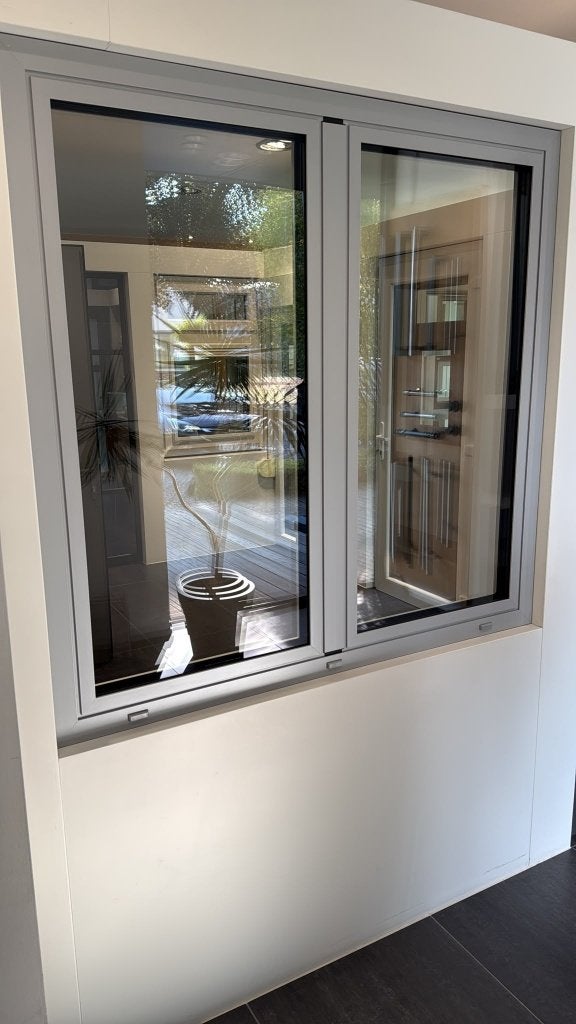 Aluminium kozijn type dubbel draai/kiep, Doe-het-zelf en Verbouw, Raamkozijn, Aluminium, Zo goed als nieuw, 75 tot 150 cm