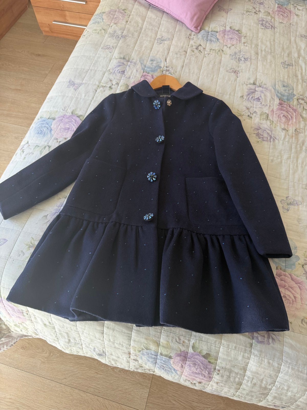 Monnalisa chique en elegante wollen jas voor meisjes, Ophalen of Verzenden, Gebruikt, Meisje