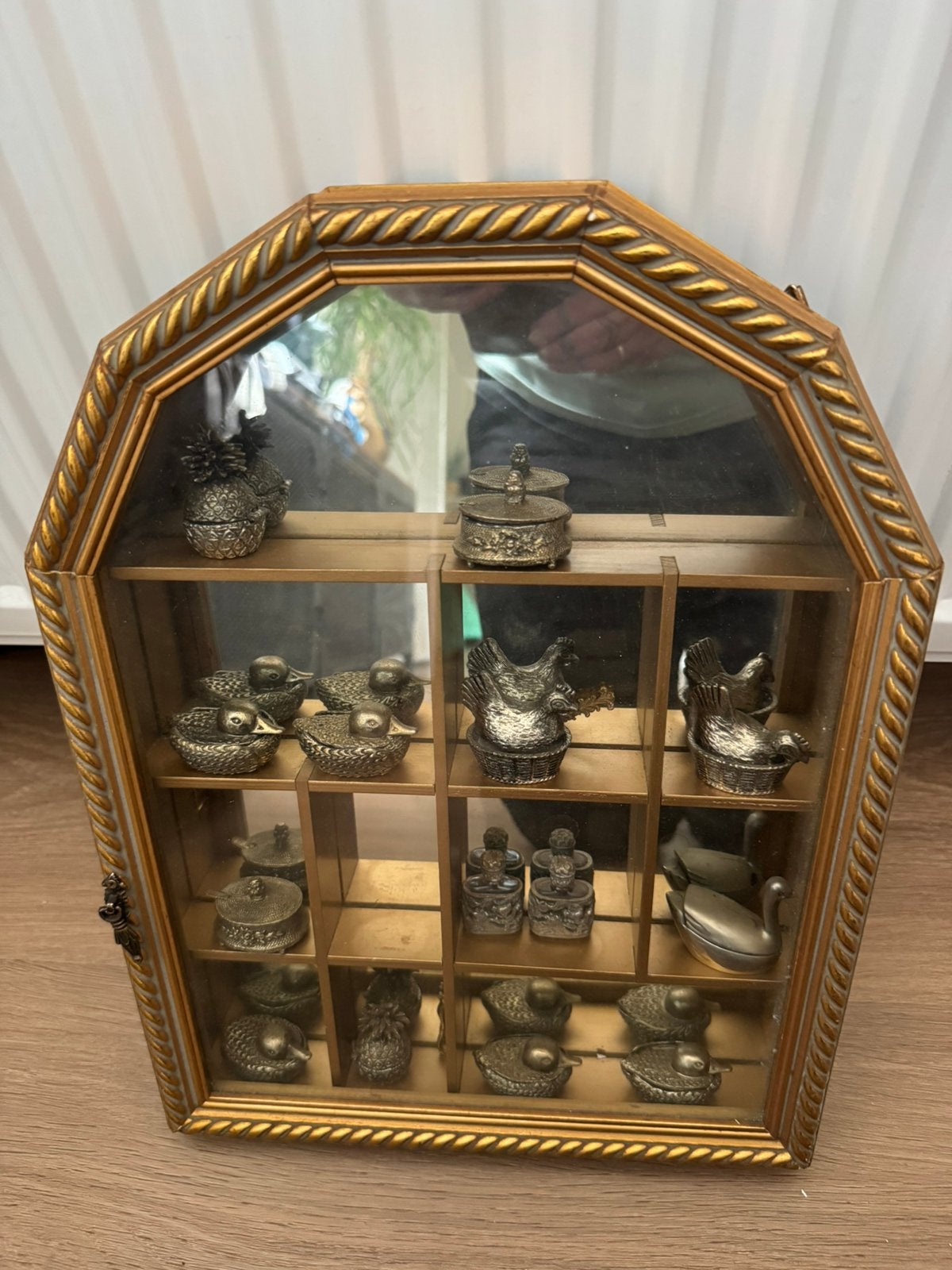 Prachtig Vintage Curiosakastje incl. 12 Tinnen Snuisterijen, Antiek en Kunst, Curiosa en Brocante, Ophalen of Verzenden