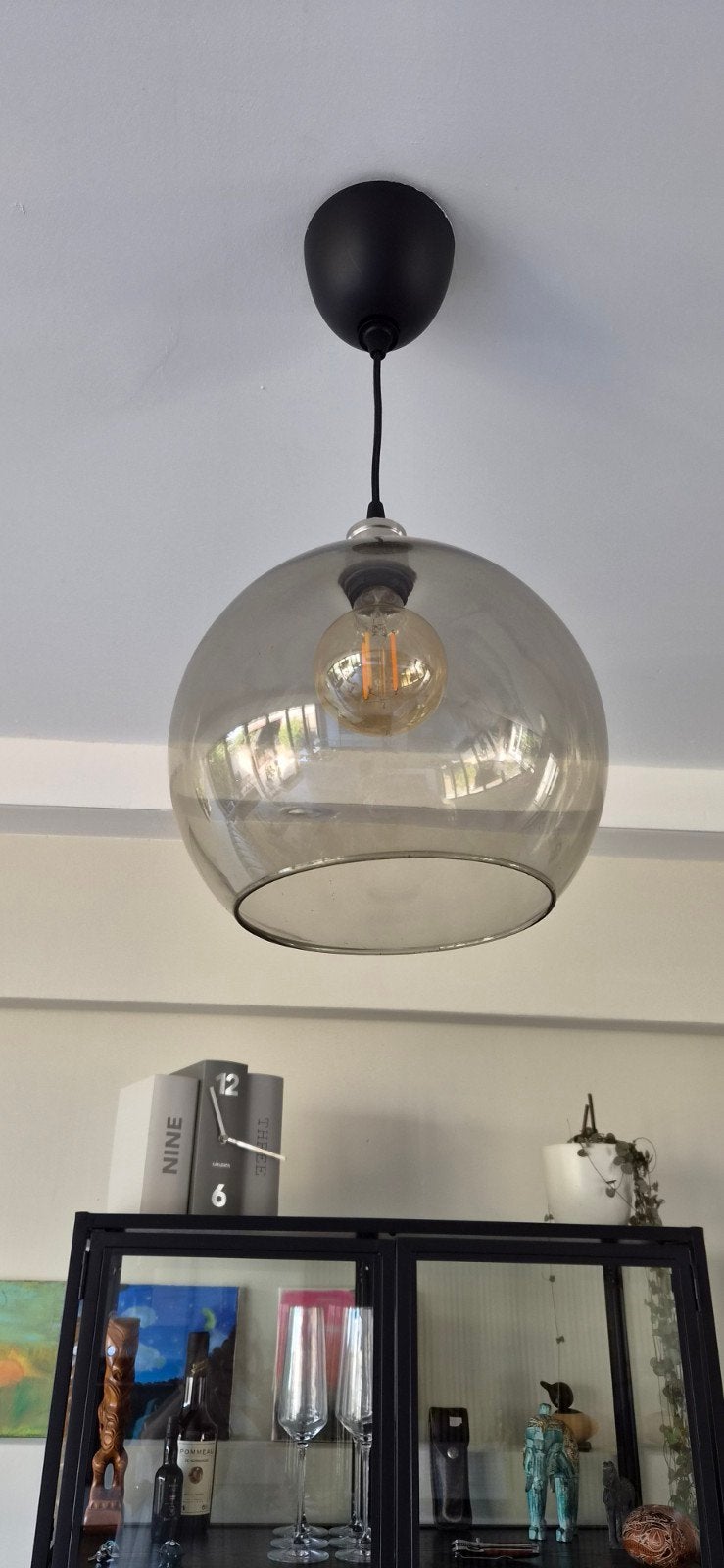 Ikea Jakobsbyn bollampen met Skaftet pendel (3 of 4 stuks), Ophalen, Zo goed als nieuw, Glas, E27 (groot)