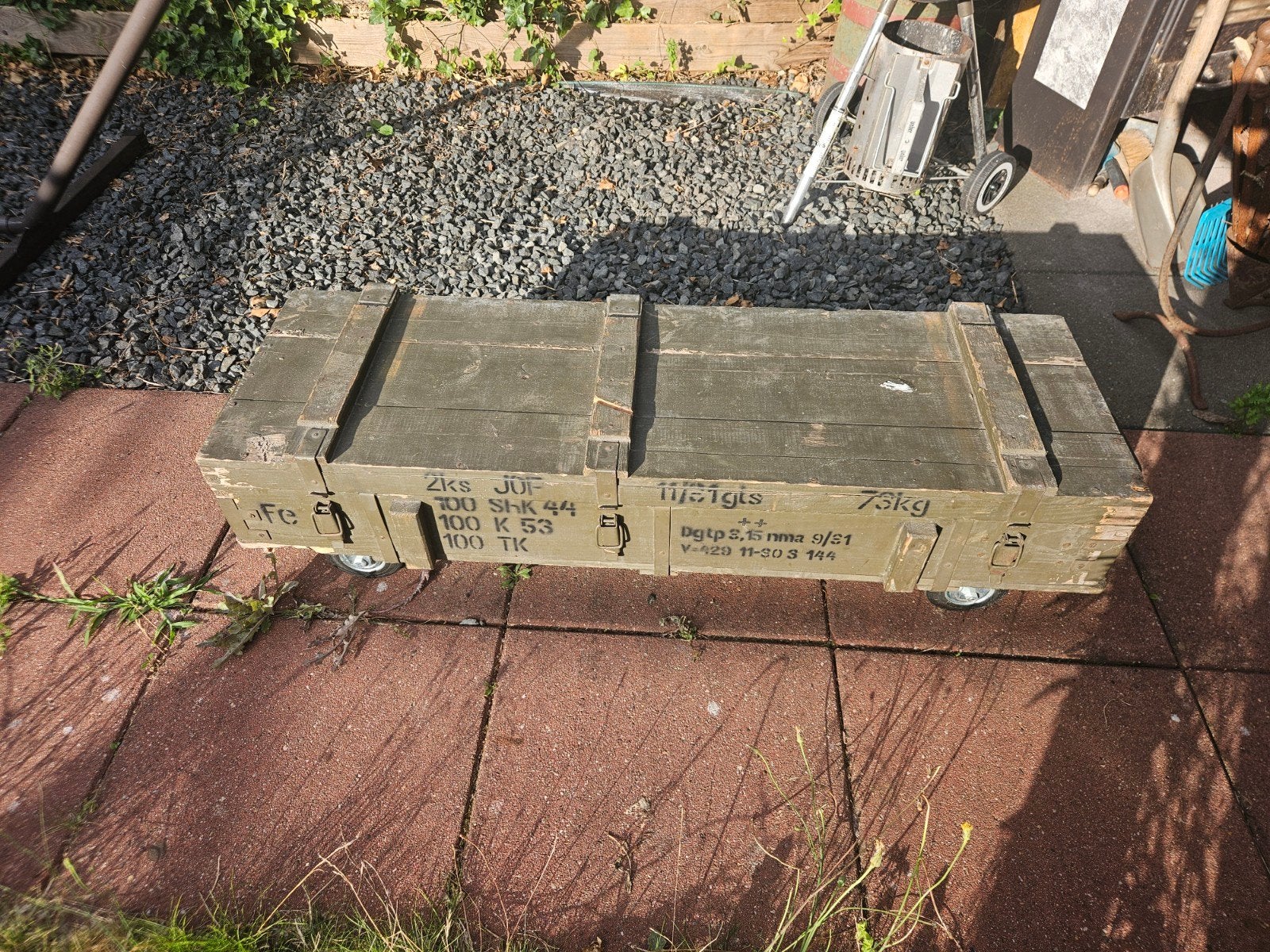 legerkist, Ophalen, Rond, Hout, Minder dan 30 cm