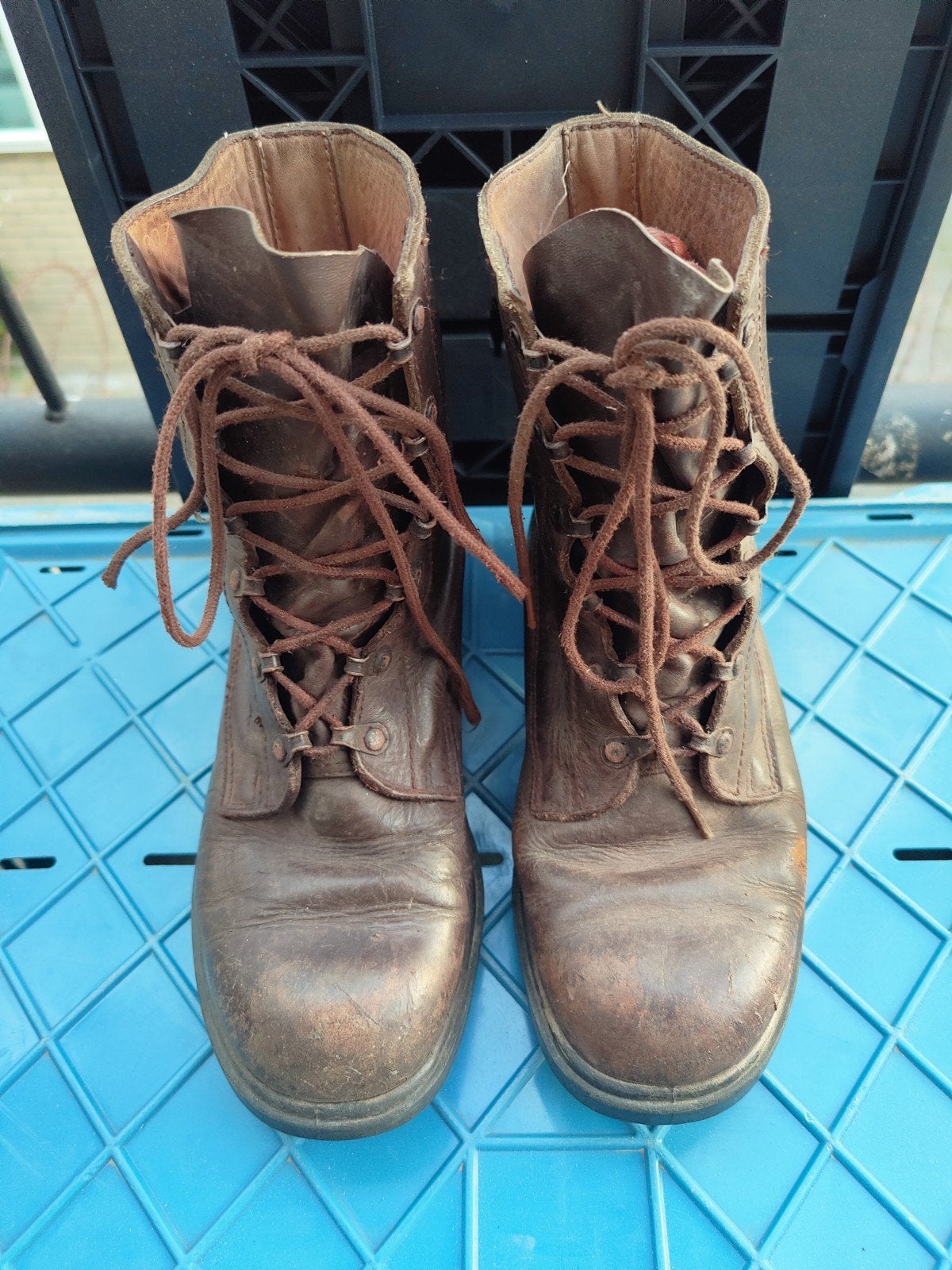 Originele bruine NL vintage legerkisten (KL) – mat 39B, Kleding | Dames, Schoenen, Bruin, Lage of Enkellaarzen, Ophalen of Verzenden