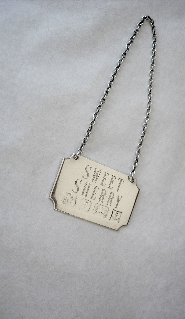 Zilver Engels Zilveren Fles- of Karaf Etiket - SWEET SHERRY, Ophalen of Verzenden, Zilver