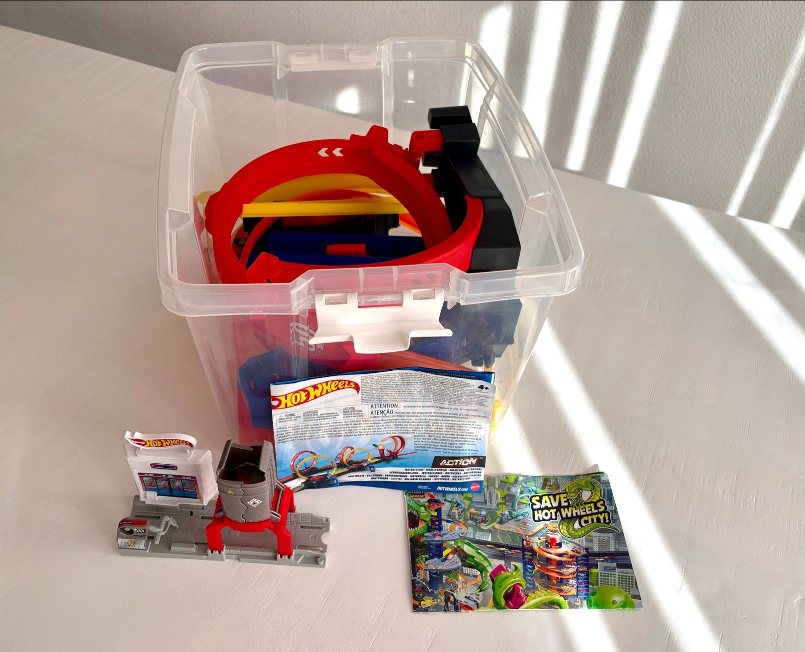 Hot Wheels Racebaan met Looping en Opbergbox, Kinderen en Baby's, Ophalen, Racebaan, Zo goed als nieuw, Met looping