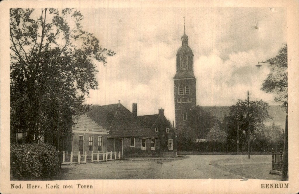 Eenrum - Ned. Herv. Kerk - met Toren, Verzamelen, Ophalen of Verzenden, 1920 tot 1940, Gelopen, Groningen