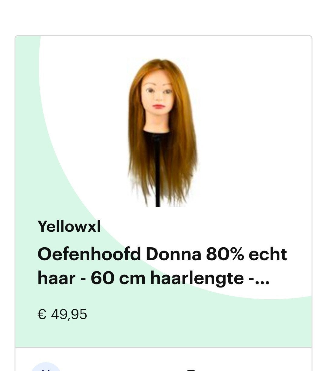 Oefenhoofd Donna 80% echt haar 60cm + tafelklem, Ophalen of Verzenden, Nieuw, Overige typen