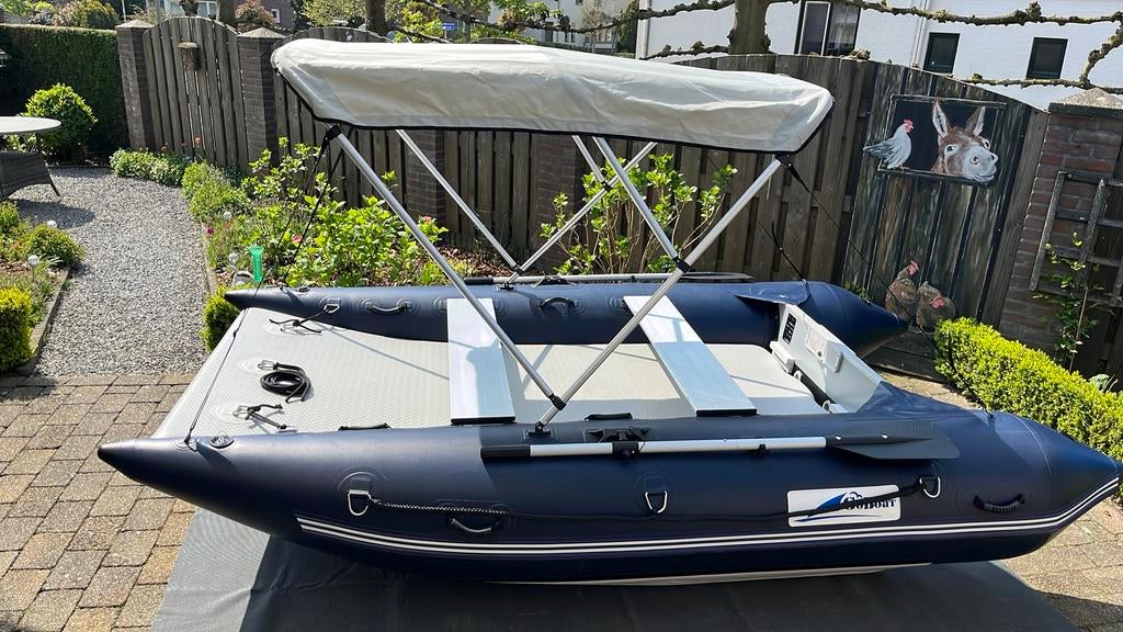 Catamaran rubberboot 330 cm met biminitop., Ophalen, Zo goed als nieuw, Benzine, Airdeck