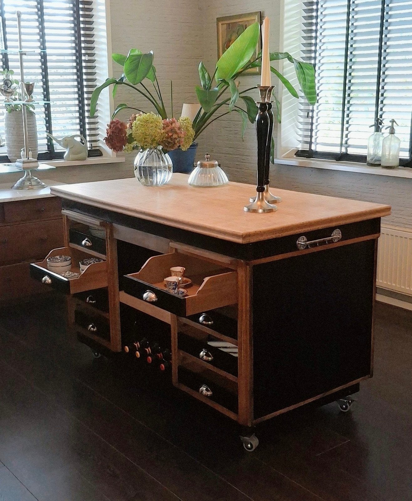 Robuust vintage 'Keuken' eiland  - Toonbank  - Roomdivider, Ophalen