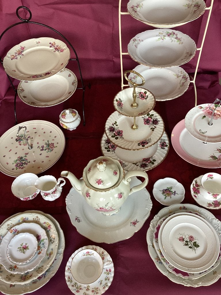 Vintage servies huren, High Tea, bloemen, Ophalen