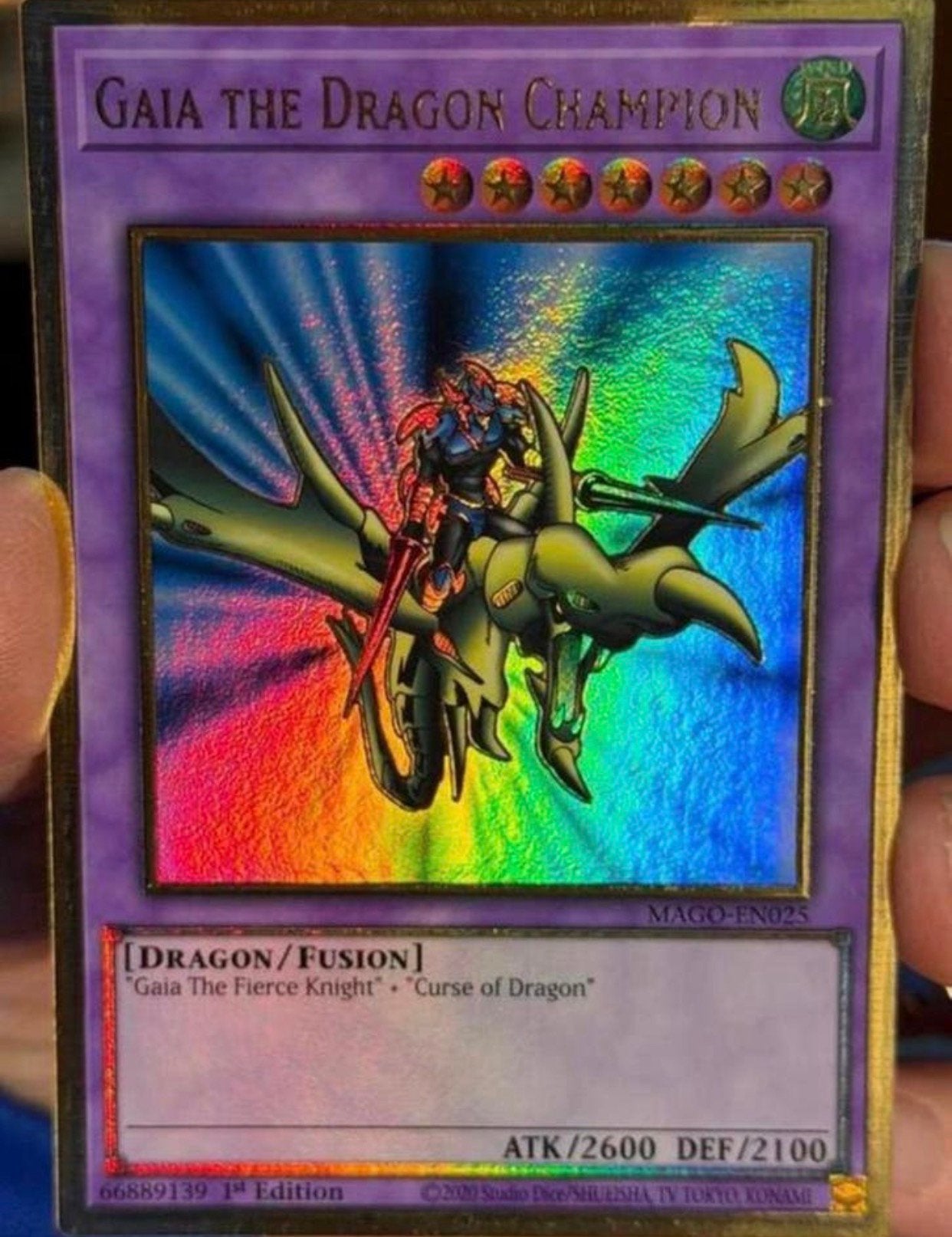 Yu-Gi-Oh! Gaia the Dragon Champion MAGO 1st Edition !, Hobby en Vrije tijd, Verzamelkaartspellen | Yu-gi-Oh!, Zo goed als nieuw