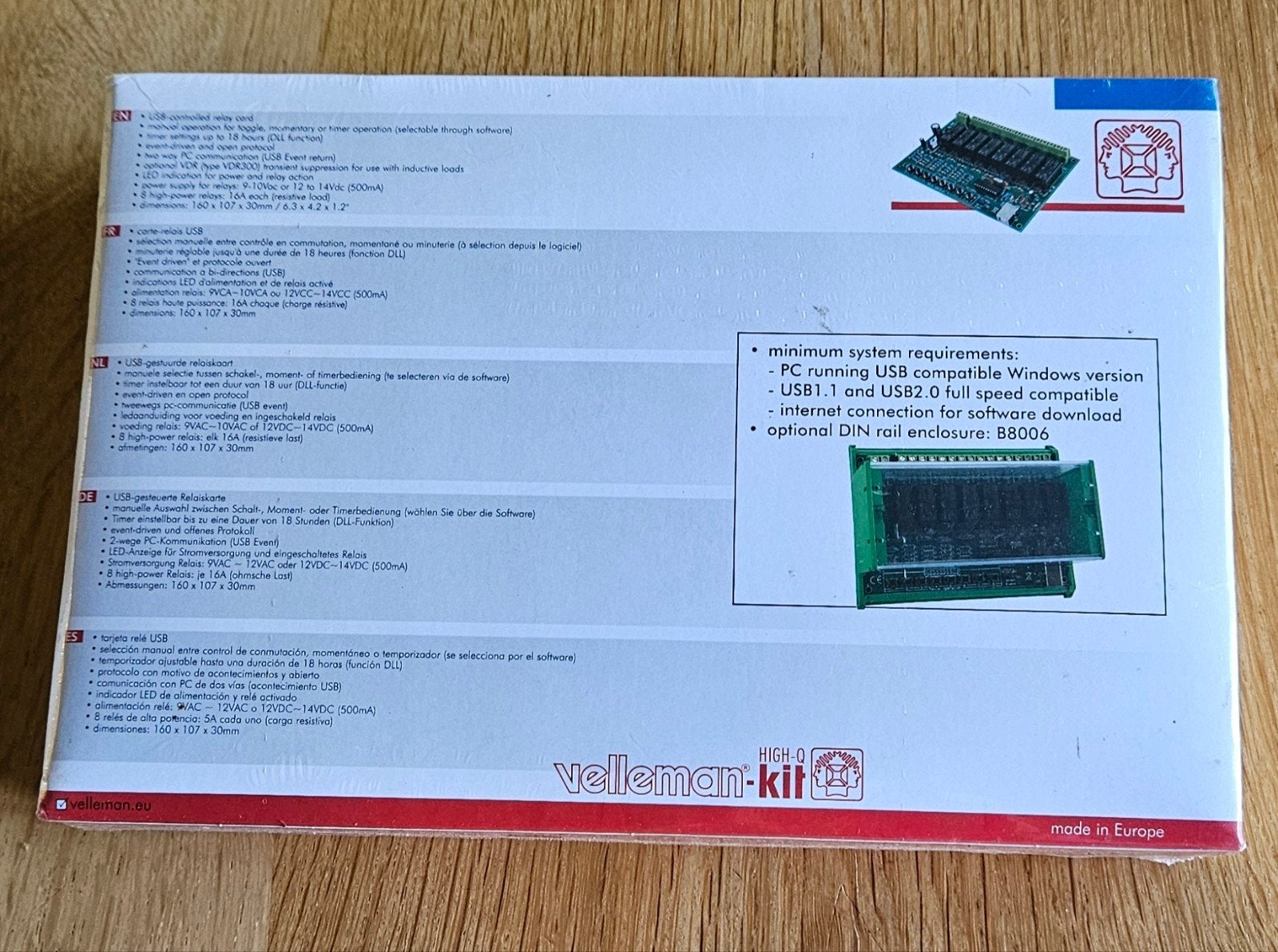 Nieuw! Velleman K8090 8-kanaals USB relaiskaart, Computers en Software, Ophalen of Verzenden, Nieuw