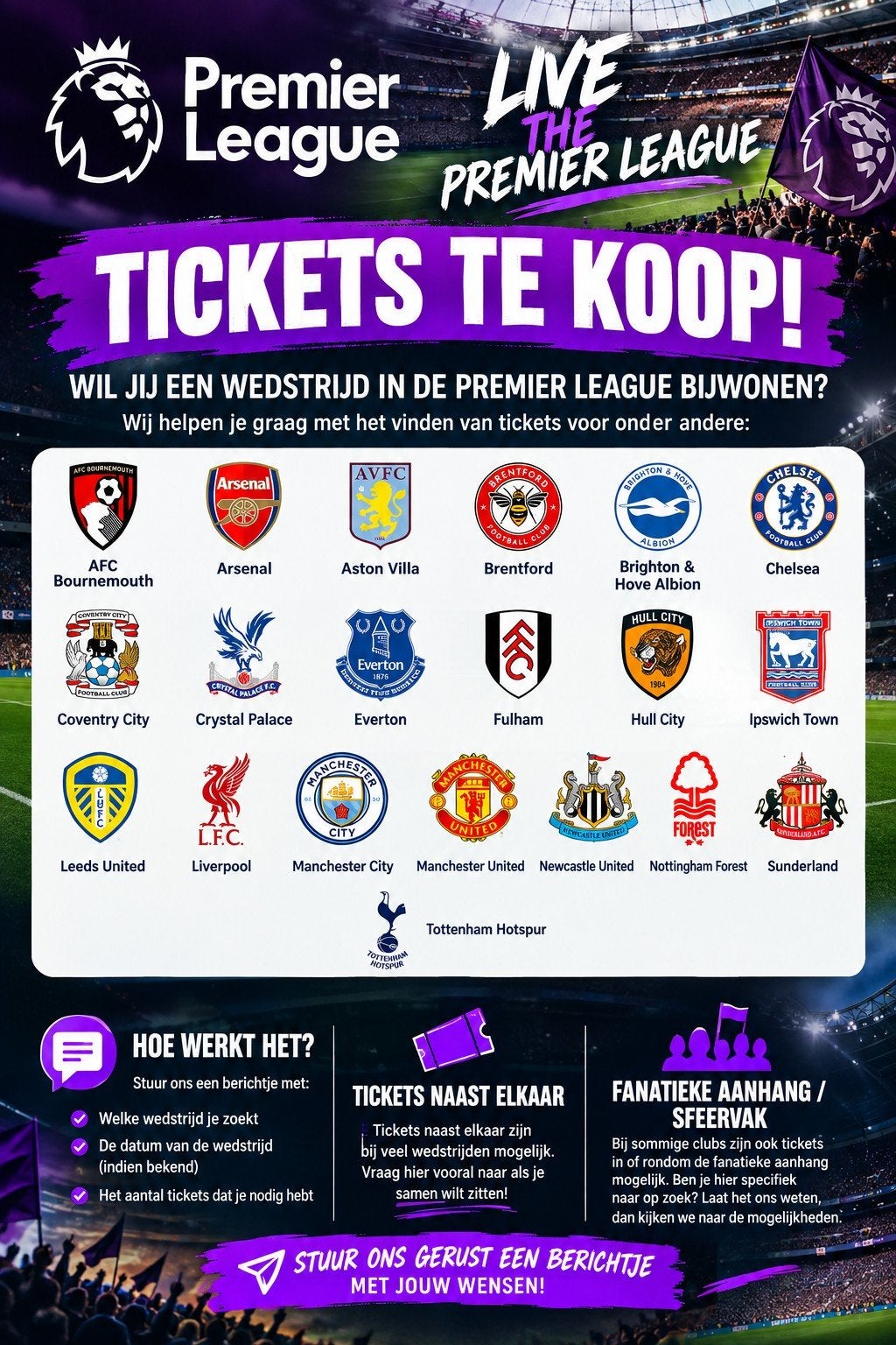 premier league Tickets tekoop, Tickets en Kaartjes, Drie personen of meer